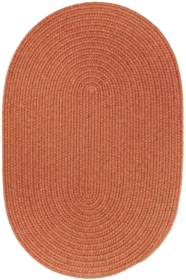 Rhody Rug Solid Wool S108 Terra Cotta Braided Rug - Oval