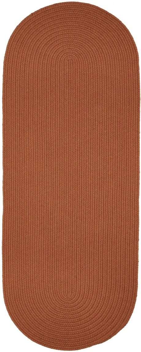 Rhody Rug Solid Wool S108 Terra Cotta Braided Rug - Runner