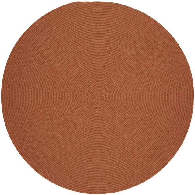 Rhody Rug Solid Wool S108 Terra Cotta Braided Rug - Round