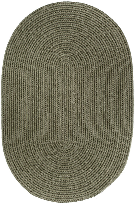 Rhody Rug Solid Wool S111 Moss Green Braided Rug - Oval