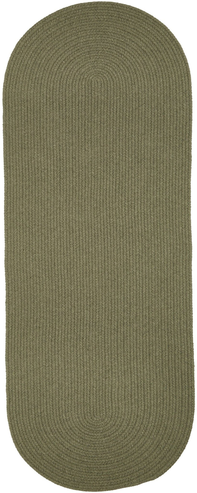 Rhody Rug Solid Wool S111 Moss Green Braided Rug - Runner
