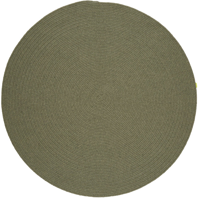 Rhody Rug Solid Wool S111 Moss Green Braided Rug - Round