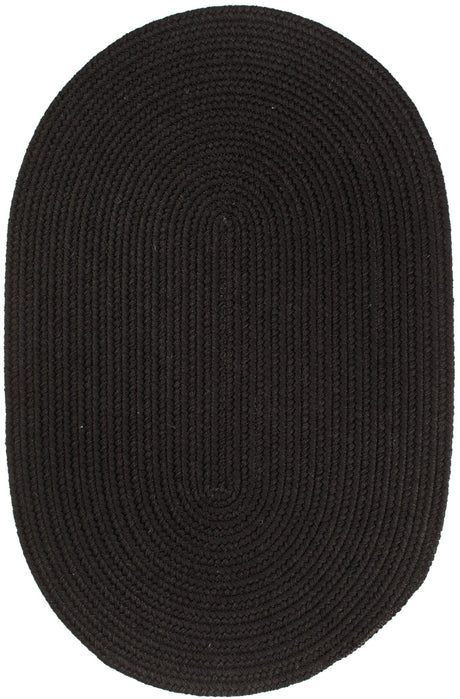 Rhody Rug Solid Wool S112 Black Braided Rug - Oval