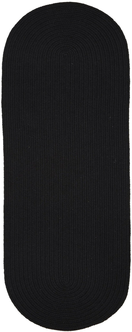 Rhody Rug Solid Wool S112 Black Braided Rug - Runner