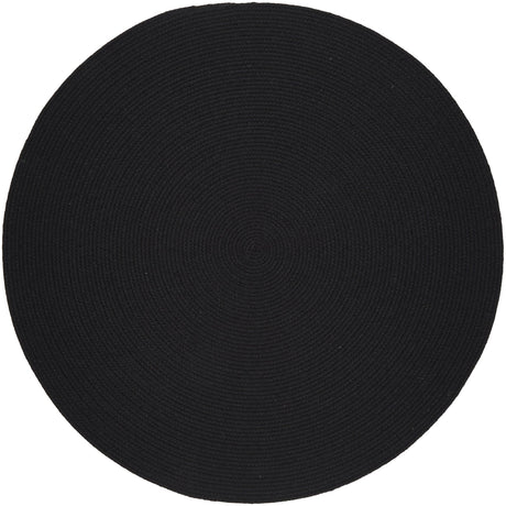 Rhody Rug Solid Wool S112 Black Braided Rug - Round