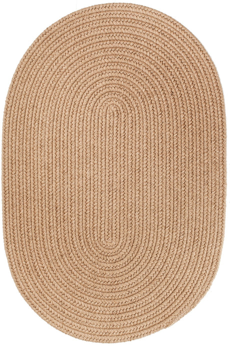 Rhody Rug Solid Wool S114 Taupe Braided Rug - Oval