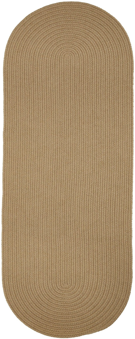 Rhody Rug Solid Wool S114 Taupe Braided Rug - Runner