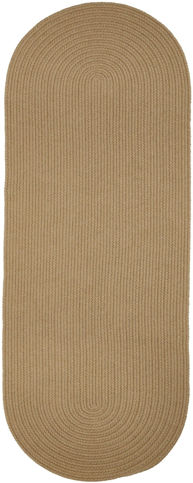 Rhody Rug Solid Wool S114 Taupe Braided Rug - Runner