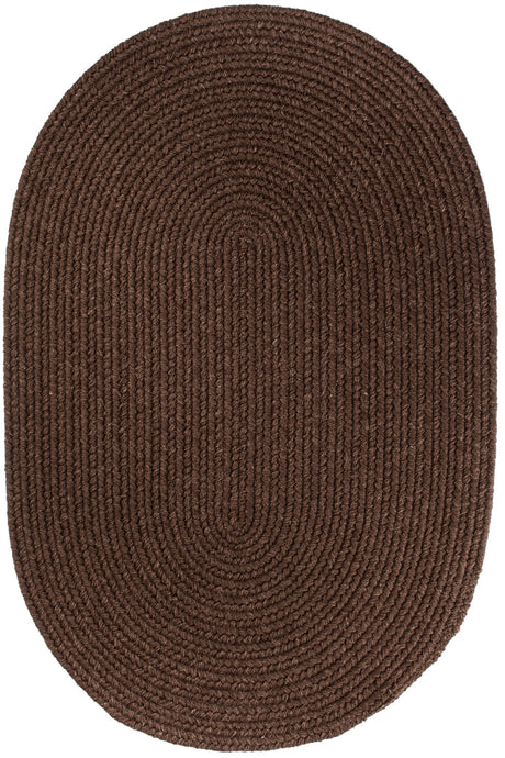 Rhody Rug Solid Wool S116 Walnut Braided Rug - Oval