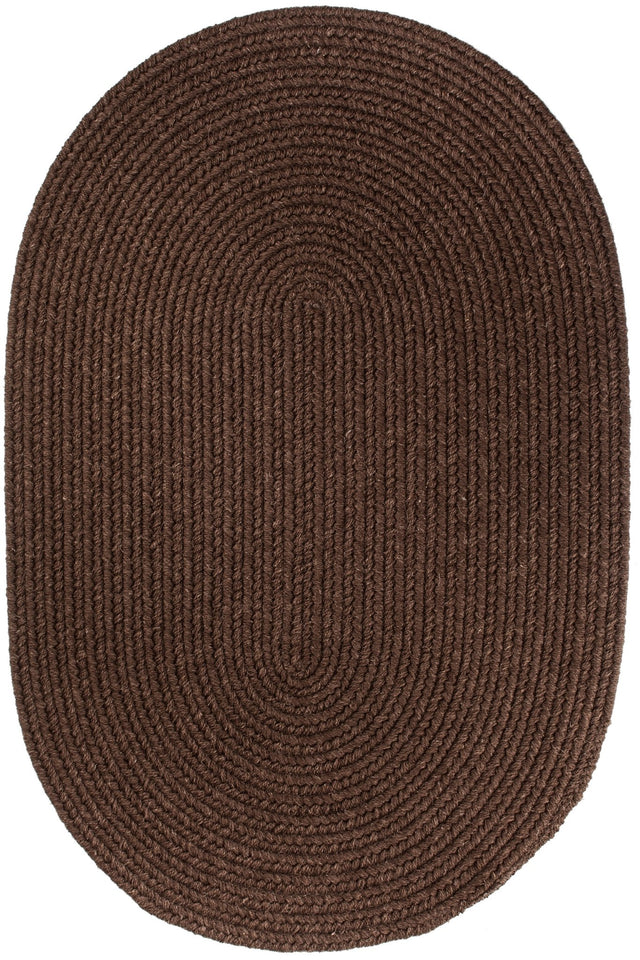 Rhody Rug Solid Wool S116 Walnut Braided Rug - Oval