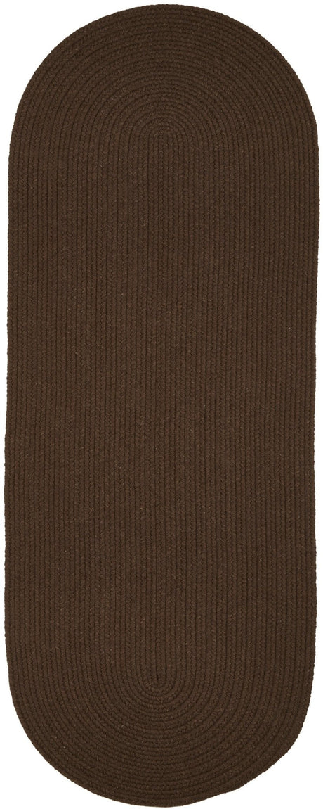 Rhody Rug Solid Wool S116 Walnut Braided Rug - Runner