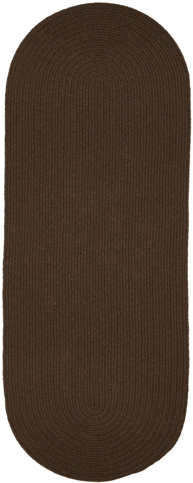 Rhody Rug Solid Wool S116 Walnut Braided Rug - Runner