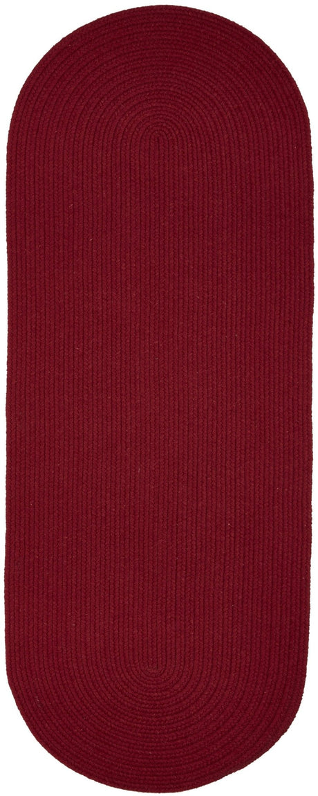 Rhody Rug Solid Wool S120 Scarlet Braided Rug - Runner