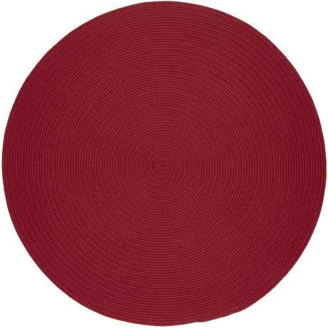 Rhody Rug Solid Wool S120 Scarlet Braided Rug - Round
