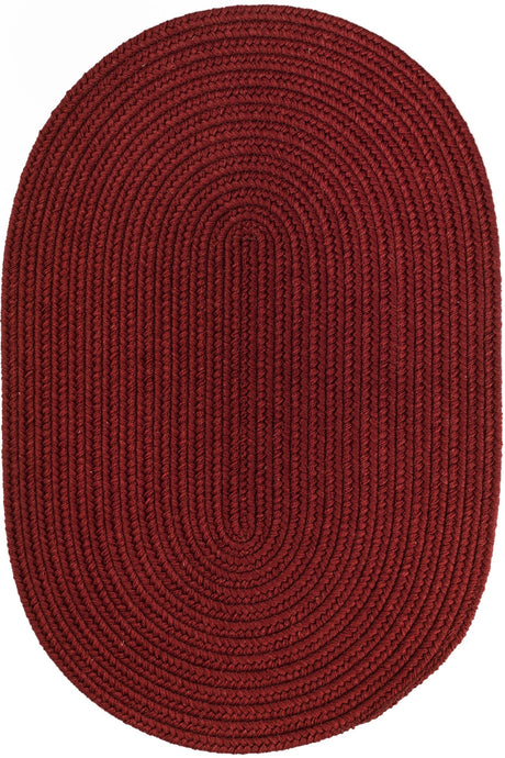 Rhody Rug Solid Wool S121 Barn Red Braided Rug - Oval