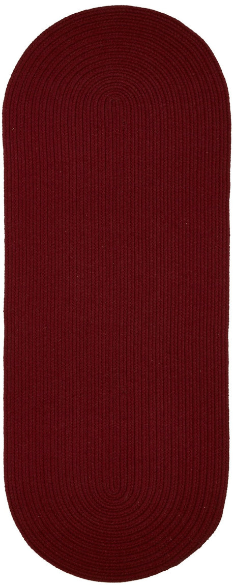Rhody Rug Solid Wool S121 Barn Red Braided Rug - Runner