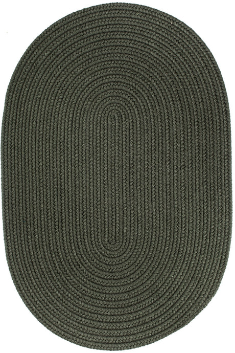 Rhody Rug Solid Wool S129 Dk. Sage Braided Rug - Oval