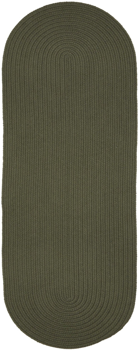 Rhody Rug Solid Wool S129 Dk. Sage Braided Rug - Runner