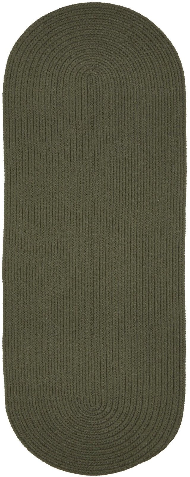 Rhody Rug Solid Wool S129 Dk. Sage Braided Rug - Runner