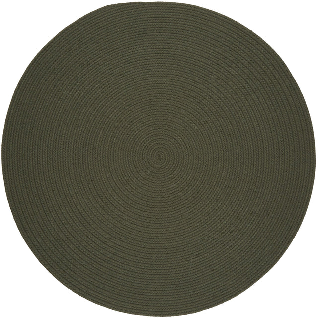 Rhody Rug Solid Wool S129 Dk. Sage Braided Rug - Round