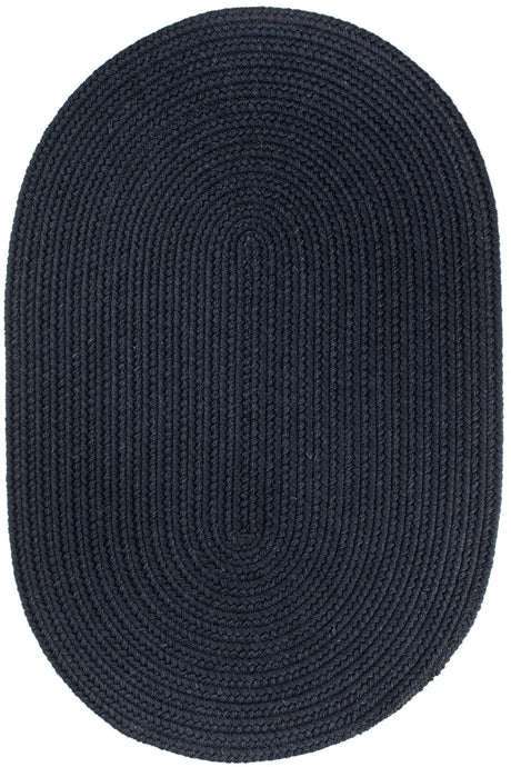 Rhody Rug Solid Wool S156 Navy Braided Rug - Oval