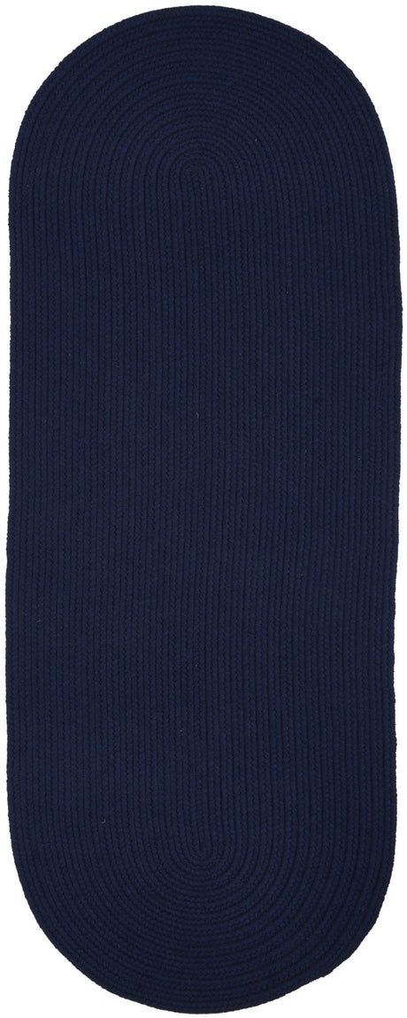 Rhody Rug Solid Wool S156 Navy Braided Rug - Runner