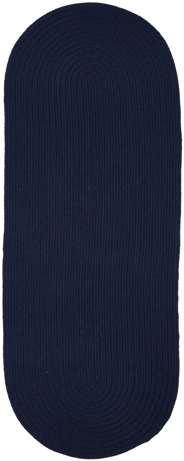 Rhody Rug Solid Wool S156 Navy Braided Rug - Runner
