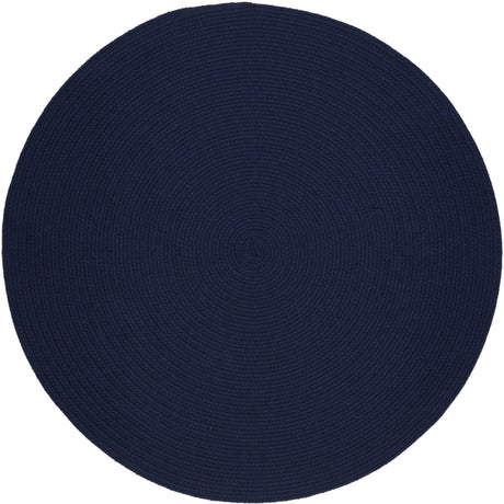 Rhody Rug Solid Wool S156 Navy Braided Rug - Round