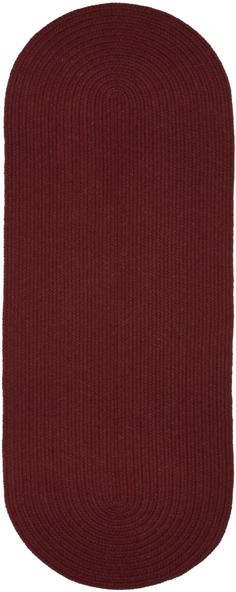 Rhody Rug Solid Wool S157 Red Wine Braided Rug - Runner