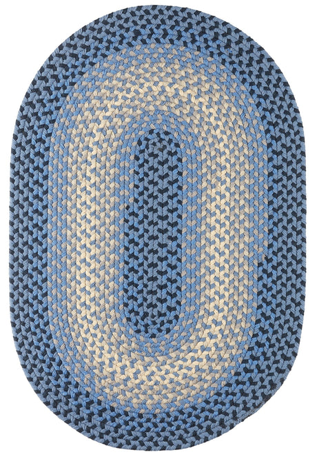 Rhody Rug Twin River TR12 Blue Multi Braided Rug - Oval
