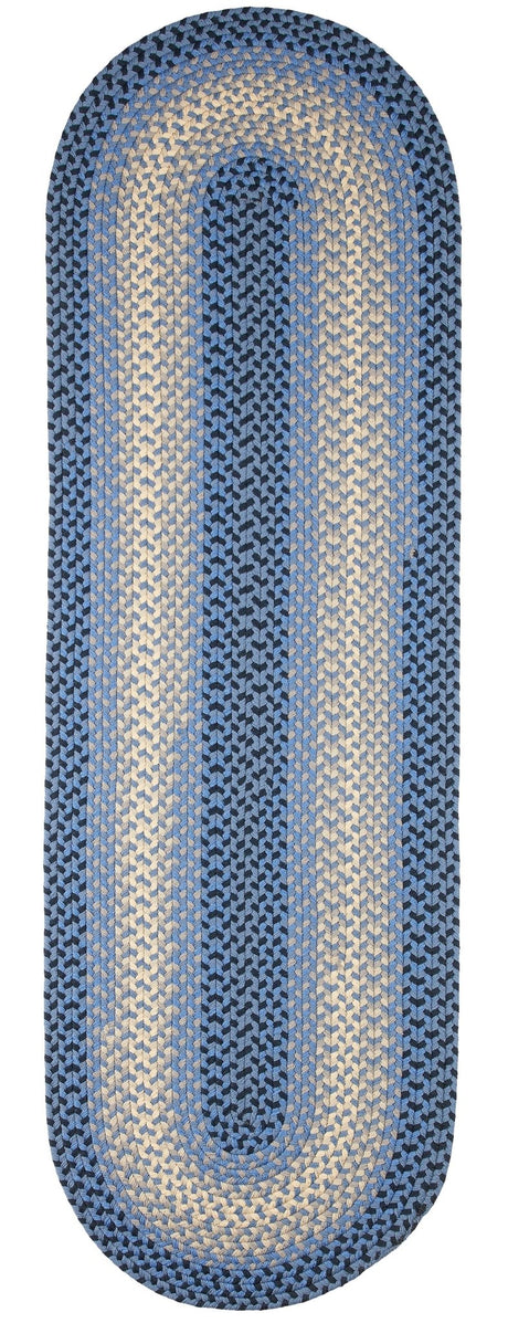 Rhody Rug Twin River TR12 Blue Multi Braided Rug - Runner
