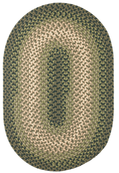 Rhody Rug Twin River TR22 Green Multi Braided Rug - Oval