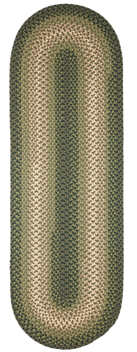 Rhody Rug Twin River TR22 Green Multi Braided Rug - Runner