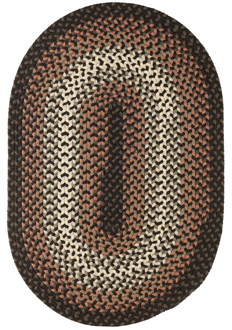 Rhody Rug Twin River TR82 Black Multi Braided Rug - Oval