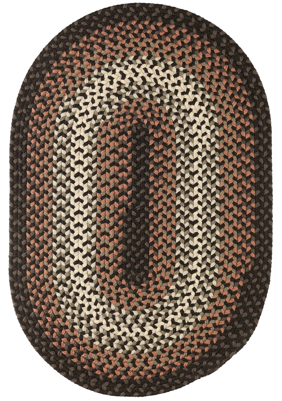 Rhody Rug Twin River TR82 Black Multi Braided Rug - Oval
