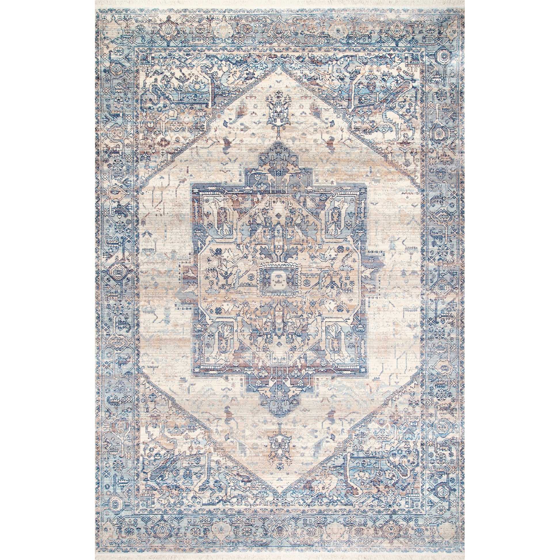 Nuloom Harriet Vintage Medallion Khmc04C Light Blue Area Rug