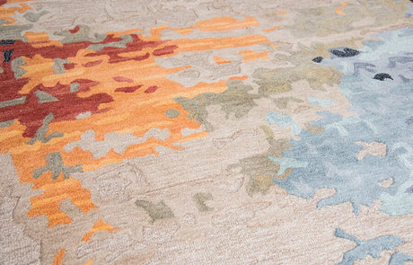 Rizzy Mod Mo999A Tan, Gray, Black, Orange, Red, Gold Rugs.