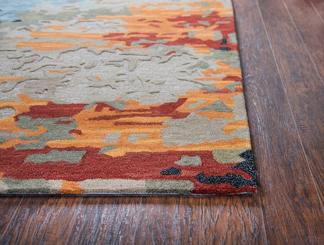 Rizzy Mod Mo999A Tan, Gray, Black, Orange, Red, Gold Rugs.