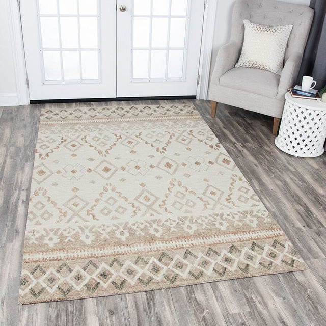 Rizzy Opulent Ou934A Natural, Teal Rugs.