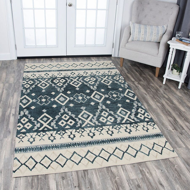 Rizzy Opulent Ou936A Natural, Gray, Dark Blue, Blue Rugs.