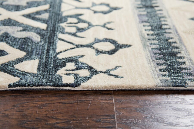 Rizzy Opulent Ou936A Natural, Gray, Dark Blue, Blue Rugs.