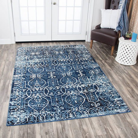 Rizzy Panache Pn6964 Dark Blue, Light Blue, Ivory, Black Rugs.