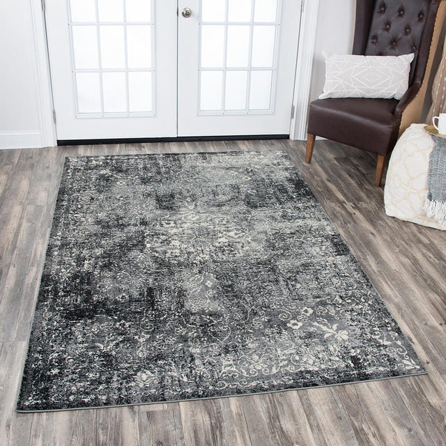 Rizzy Panache Pn6971 Gray, Dark Gray, Black, Ivory Rugs.