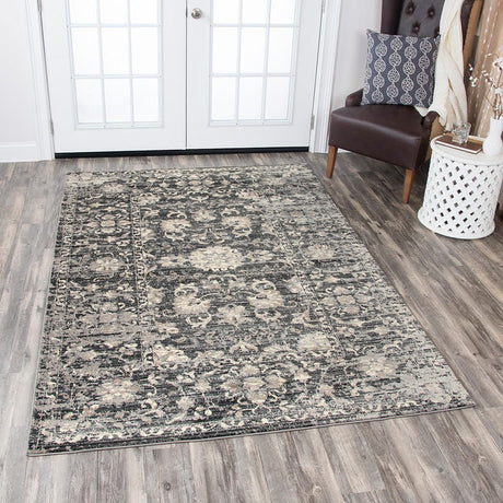 Rizzy Panache Pn6986 Gray, Dark Gray, Tan, Ivory, Black Rugs.