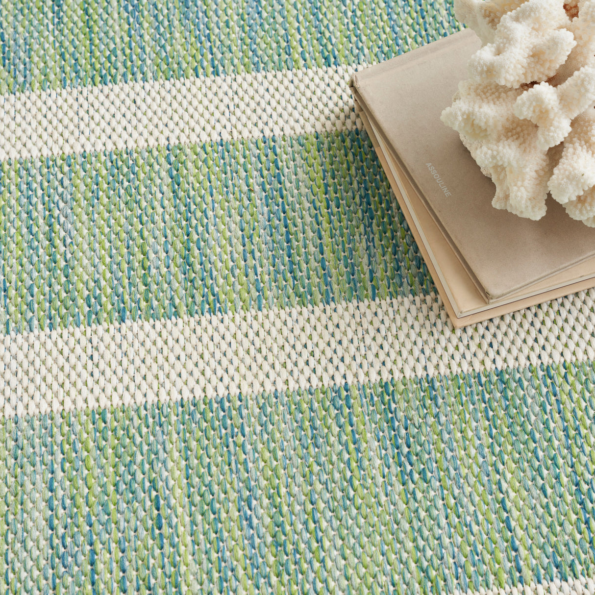 Nourison Positano POS03 Machine Made Blue, Green, Ivory Rug