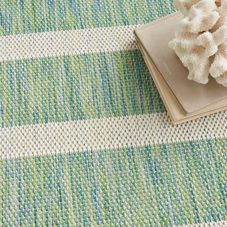 Nourison Positano POS03 Machine Made Blue, Green, Ivory Rug