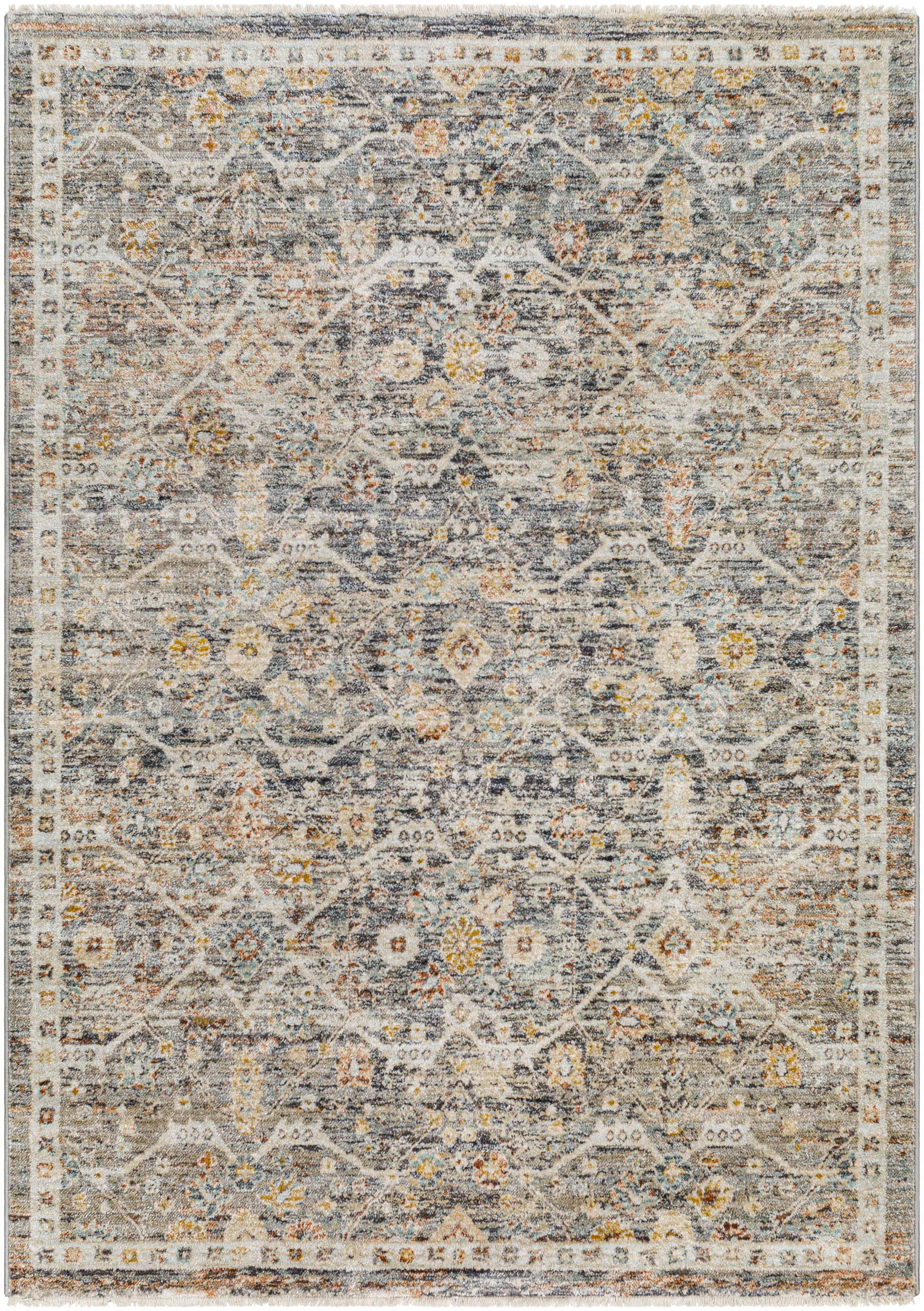 Surya Rojin Roj-2301 Warm Grey, Sage, Metallic - Silver, Grey, Light Silver Area Rug