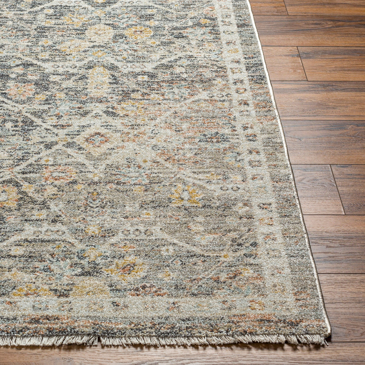 Surya Rojin Roj-2301 Warm Grey, Sage, Metallic - Silver, Grey, Light Silver Rug.