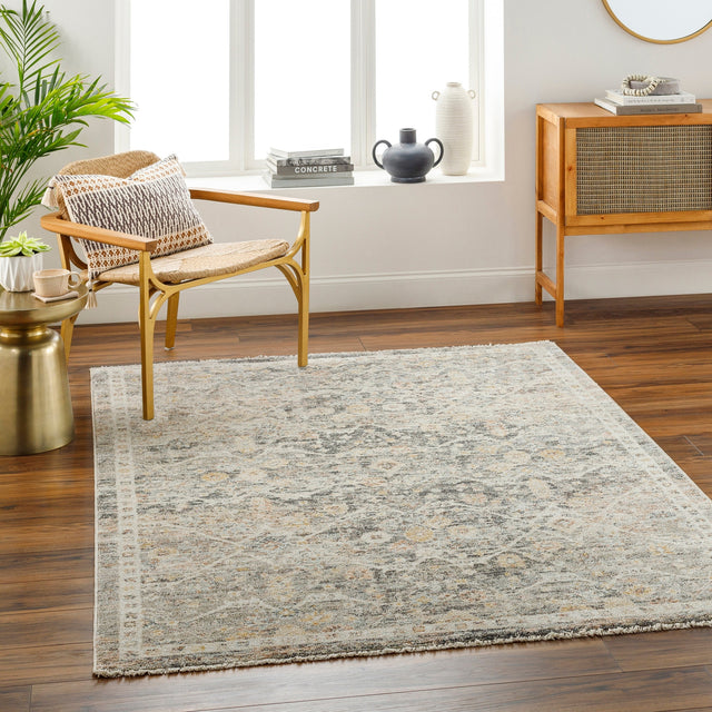 Surya Rojin Roj-2301 Warm Grey, Sage, Metallic - Silver, Grey, Light Silver Rug.