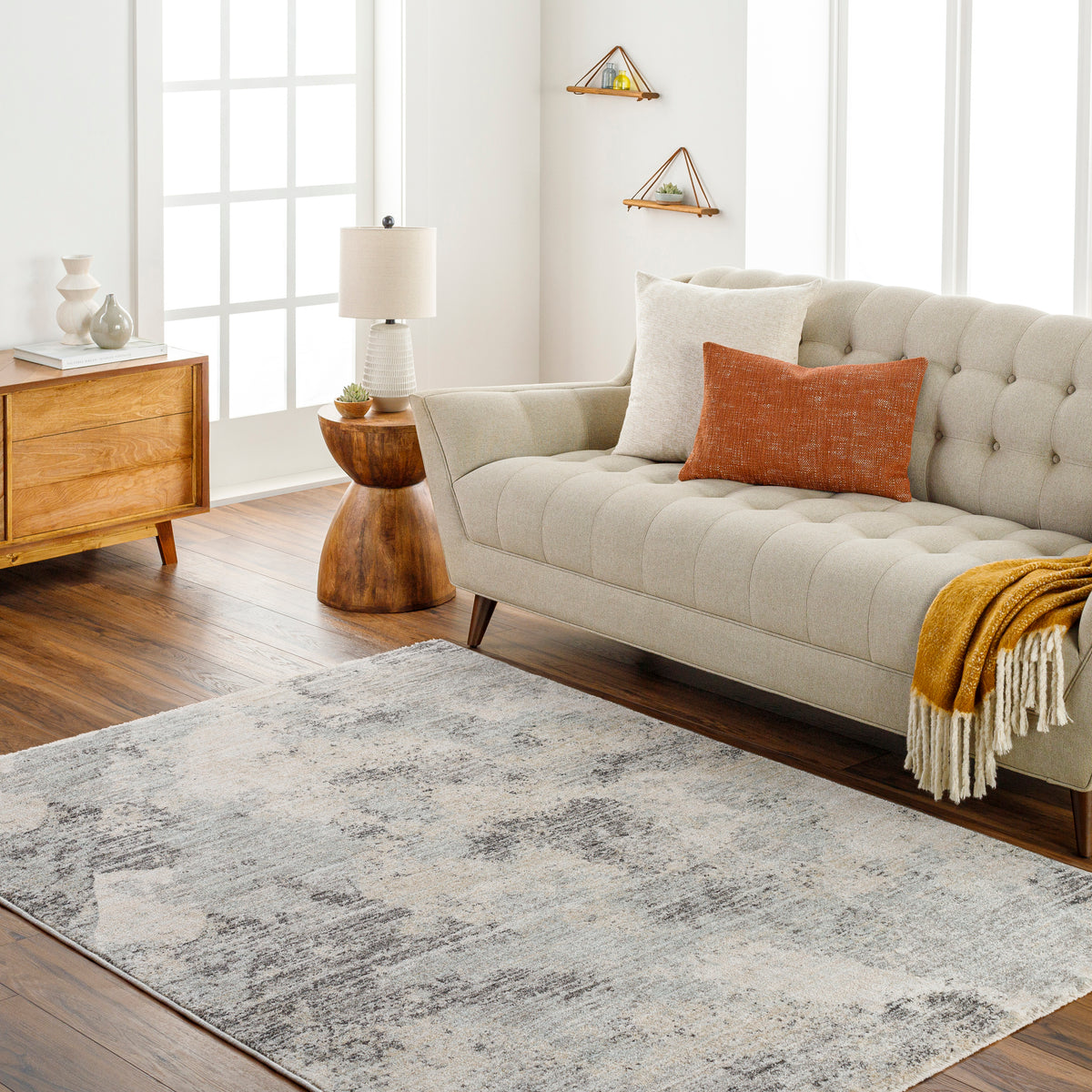 Surya Rojin Roj-2302 Gray, Light Blue, Taupe, Oatmeal, Light Slate, Black.